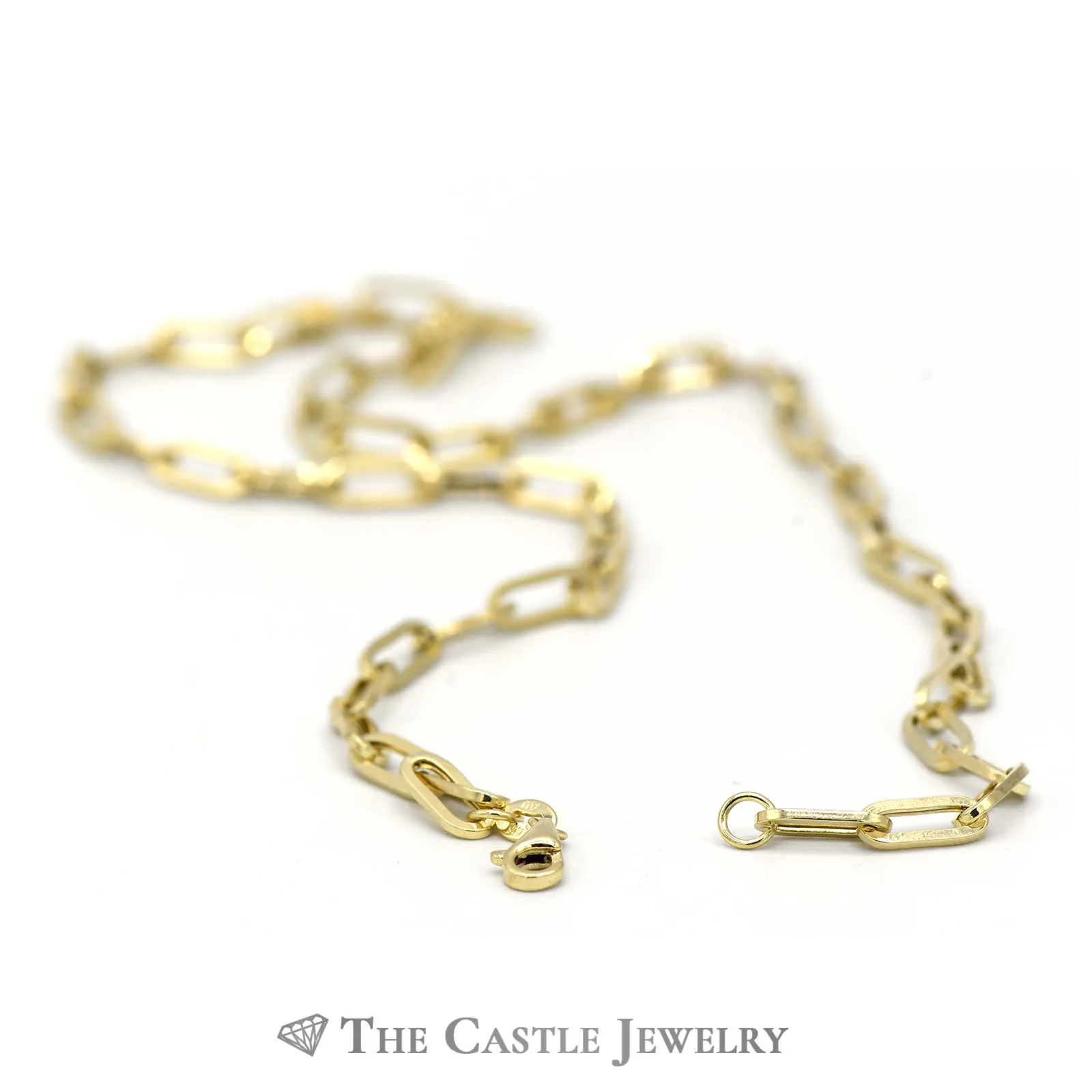 18 inch 4.5mm Semi-Solid Paper Clip Chain in 14k Yellow Gold