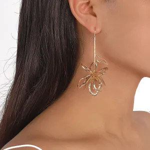18K Gold-Plated Abstract Open Flower Drop Earrings