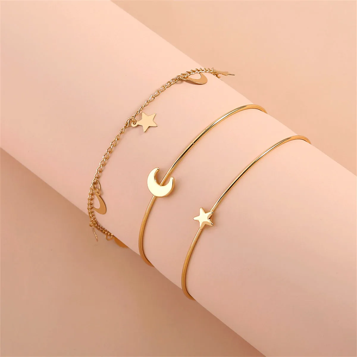 18K Gold-Plated Celestial Cuff & Bracelet Set