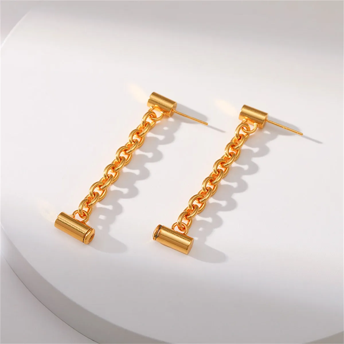 18K Gold-Plated Cylinder Drop Earrings