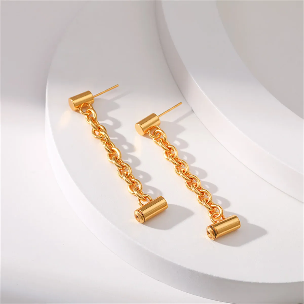 18K Gold-Plated Cylinder Drop Earrings