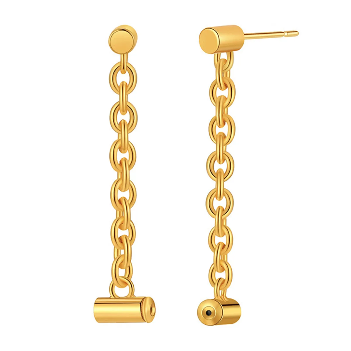 18K Gold-Plated Cylinder Drop Earrings