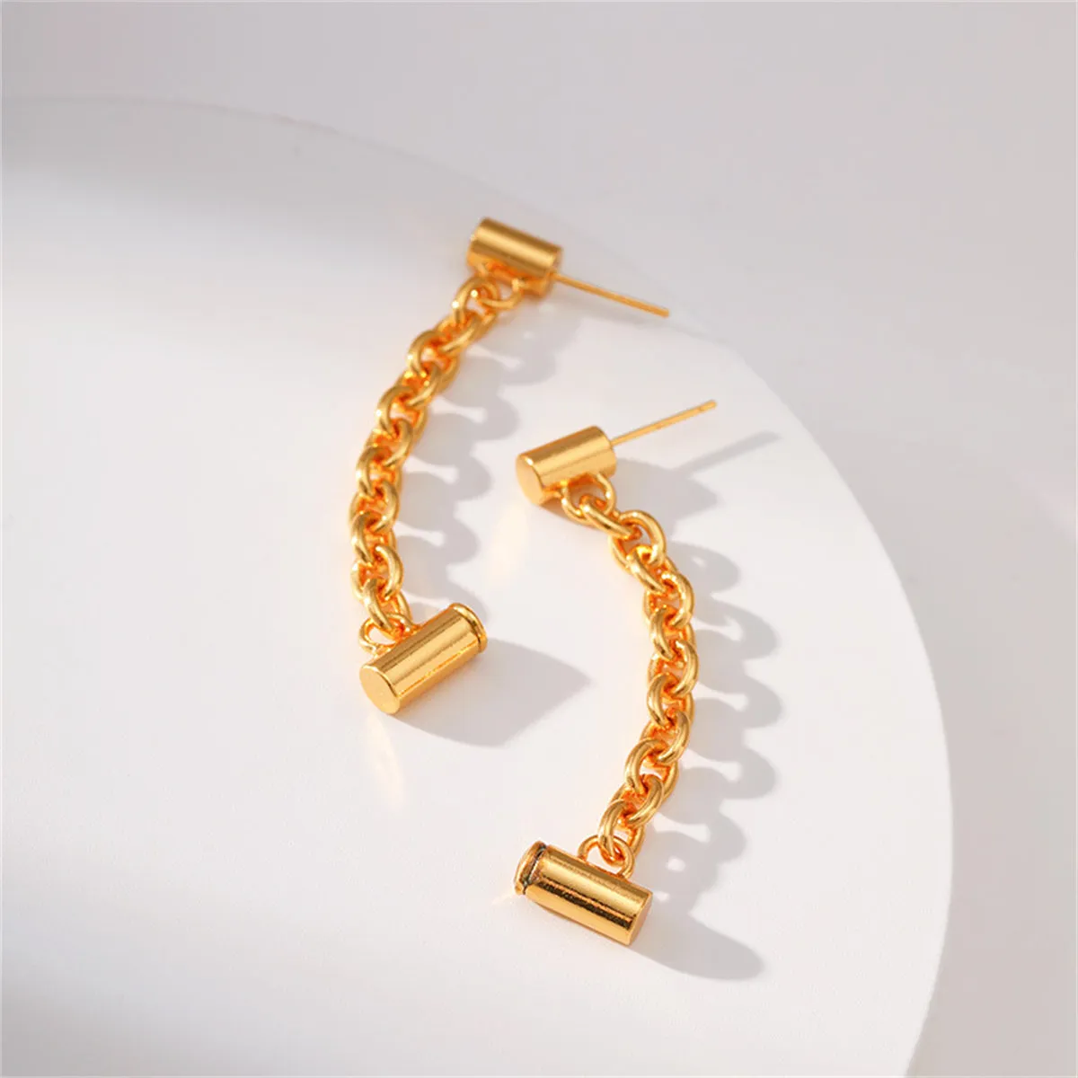 18K Gold-Plated Cylinder Drop Earrings