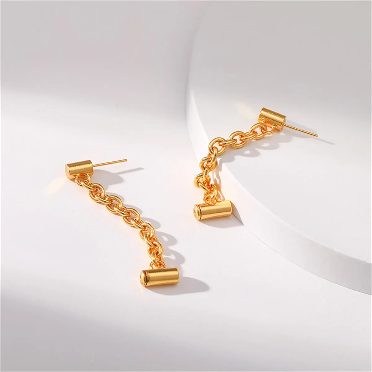 18K Gold-Plated Cylinder Drop Earrings