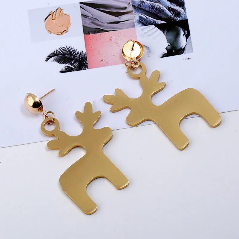 18K Gold-Plated Deer Drop Earrings