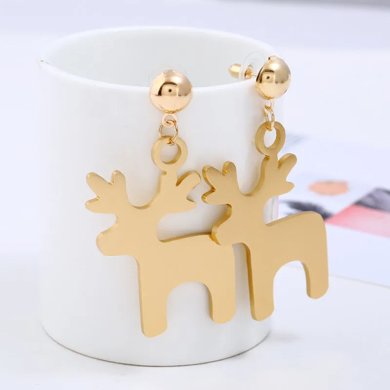 18K Gold-Plated Deer Drop Earrings