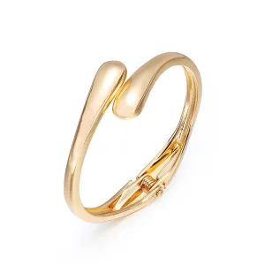 18K Gold-Plated Drop Bypass Hinge Bangle