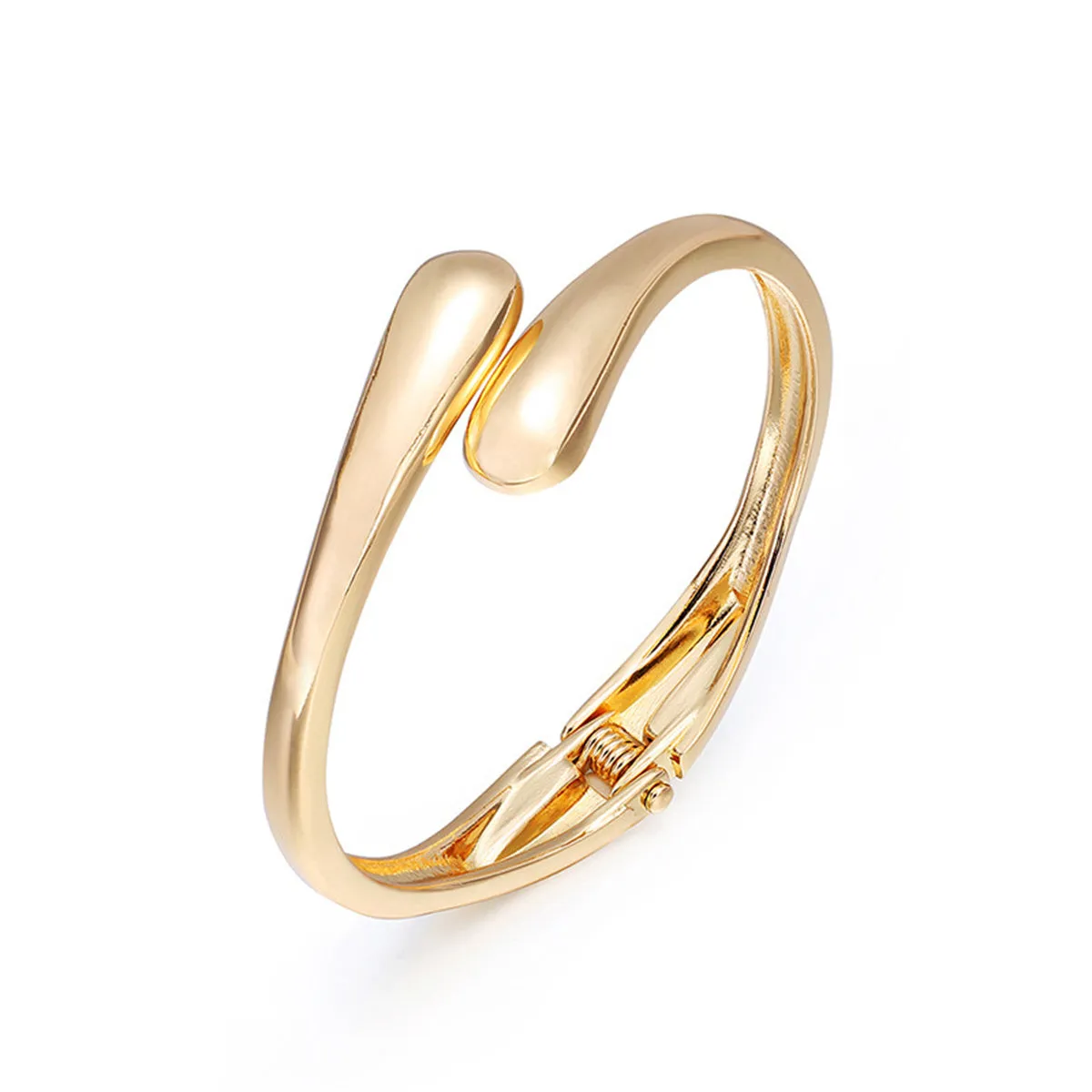 18K Gold-Plated Drop Bypass Hinge Bangle