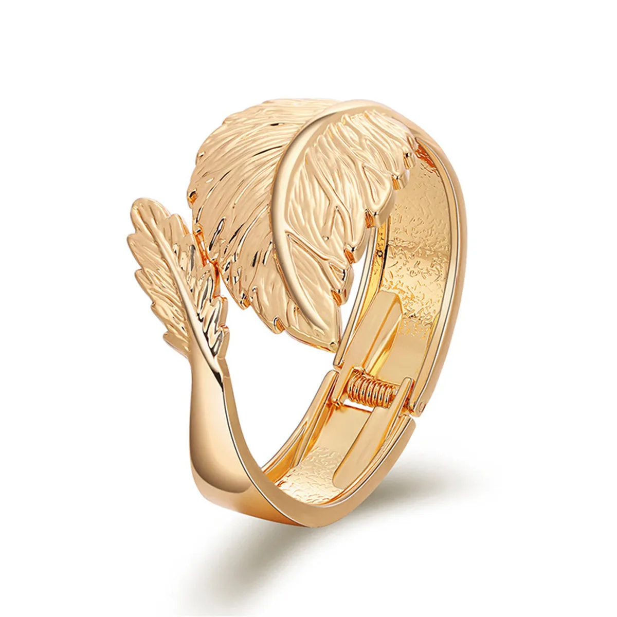 18K Gold-Plated Leaf Bypass Hinge Bangle