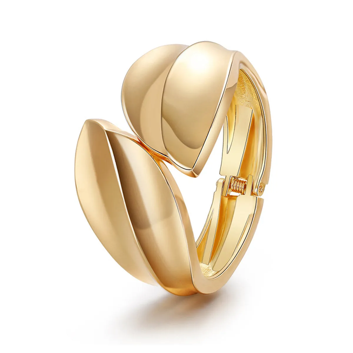18K Gold-Plated Leaf Bypass Hinge Bangle