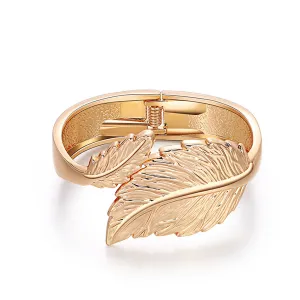 18K Gold-Plated Leaf Bypass Hinge Bangle
