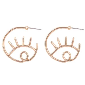 18K Gold-Plated Open Eye Stud Earrings