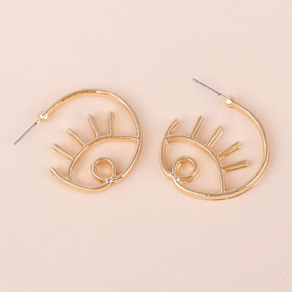 18K Gold-Plated Open Eye Stud Earrings