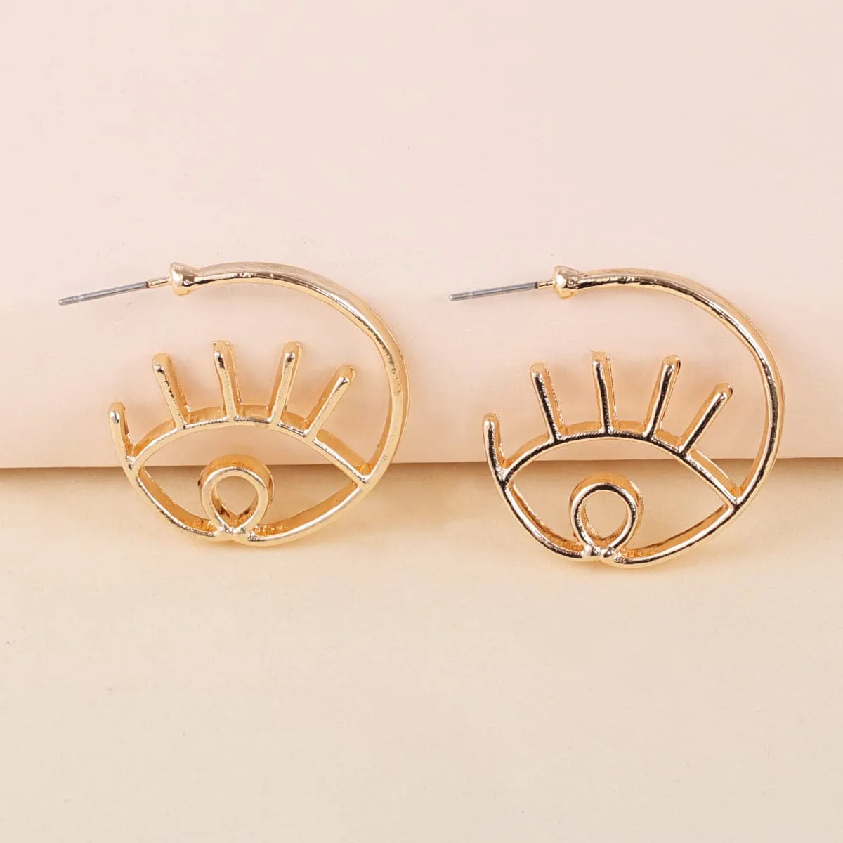 18K Gold-Plated Open Eye Stud Earrings