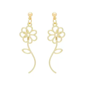 18K Gold-Plated Open Flower Drop Earrings