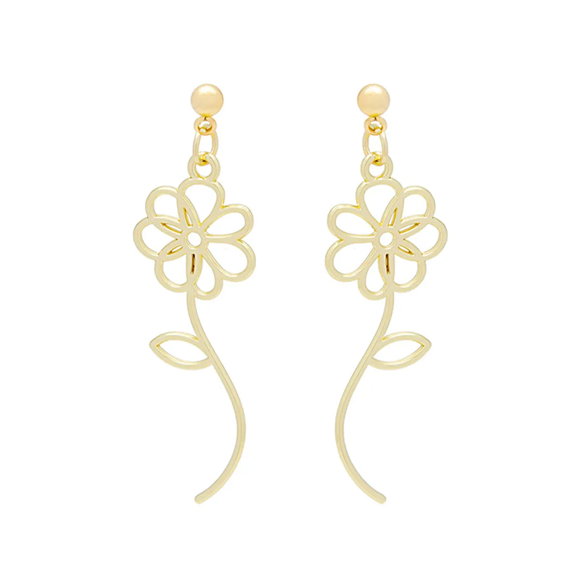 18K Gold-Plated Open Flower Drop Earrings