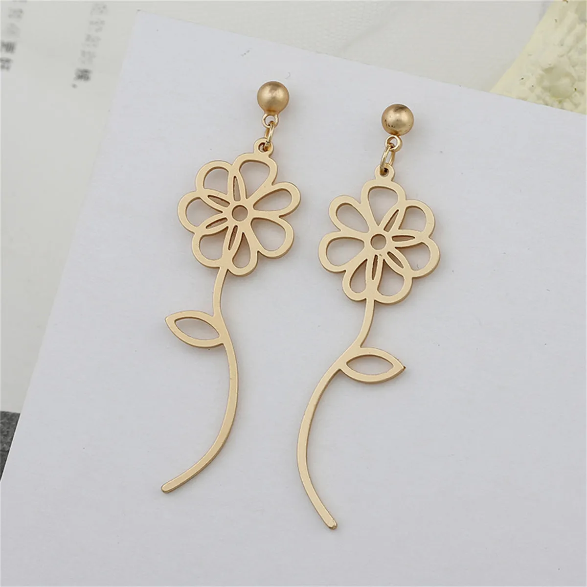 18K Gold-Plated Open Flower Drop Earrings
