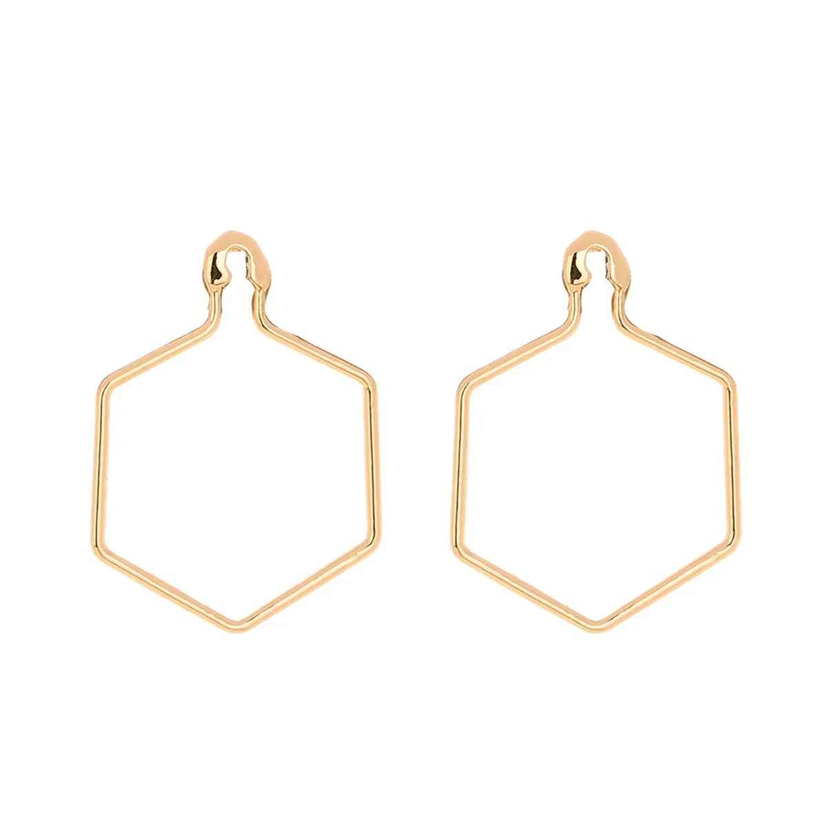 18K Gold-Plated Open Hexagon Drop Earrings