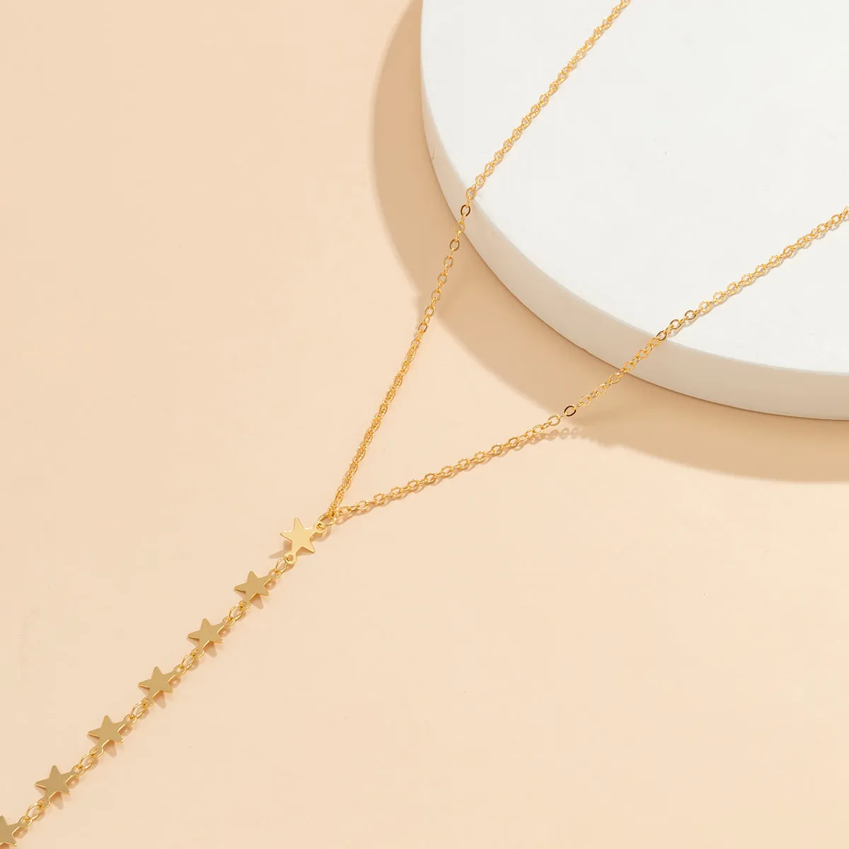 18K Gold-Plated Star Chain Lariat Necklace