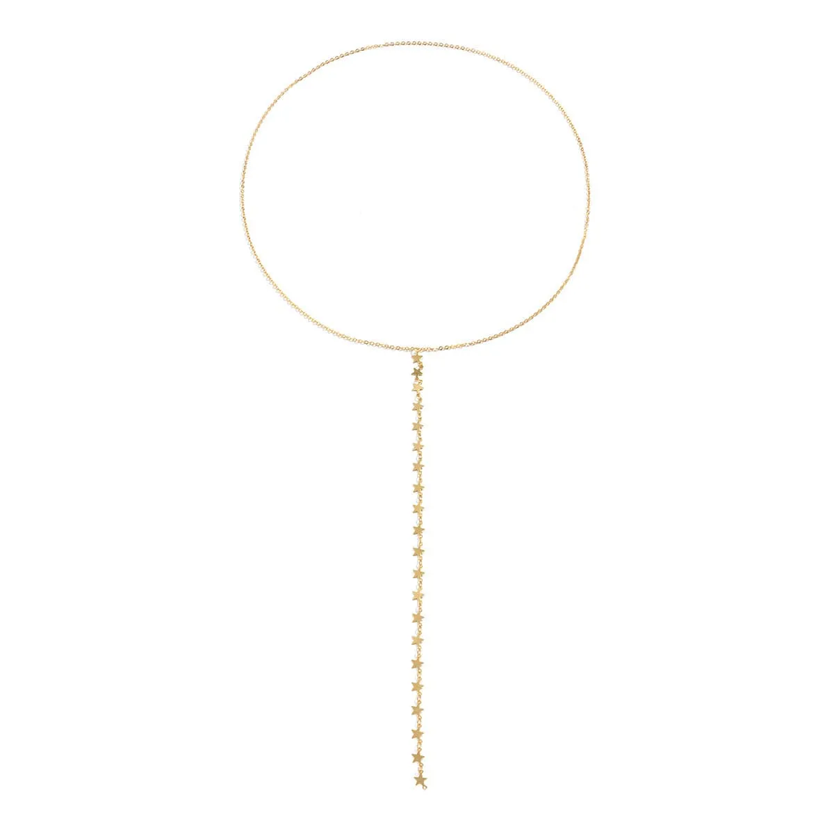 18K Gold-Plated Star Chain Lariat Necklace