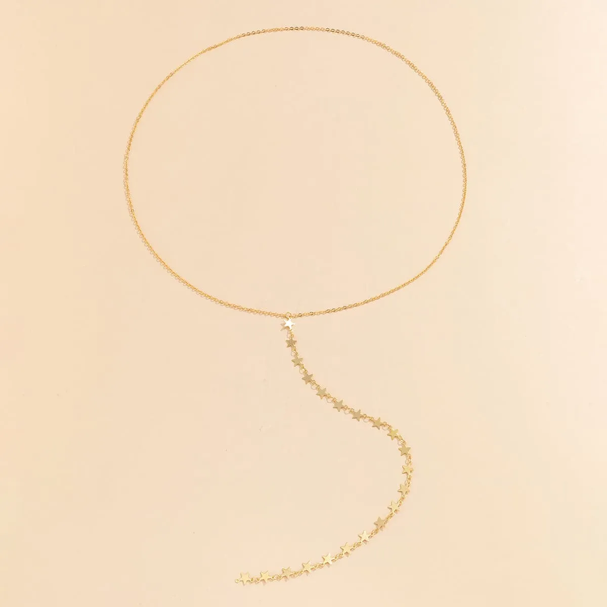 18K Gold-Plated Star Chain Lariat Necklace