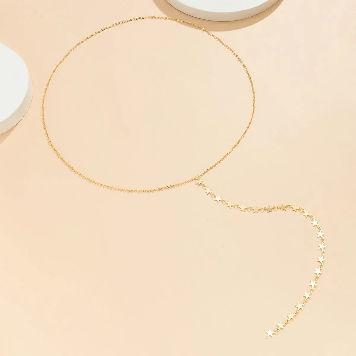 18K Gold-Plated Star Chain Lariat Necklace