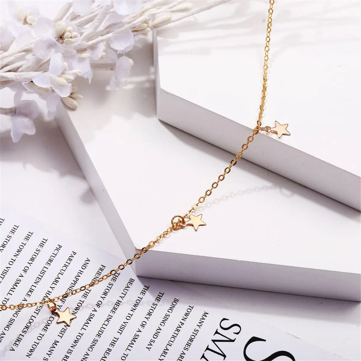 18K Gold-Plated Star Station Necklace