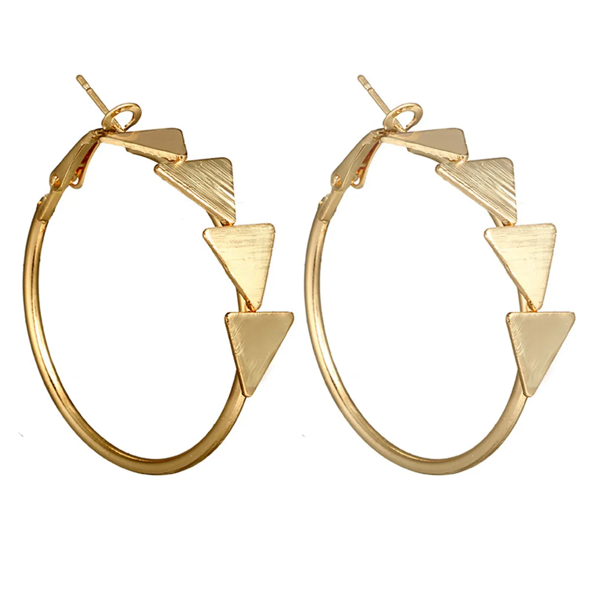 18K Gold-Plated Triangle Quartet Hoop Earrings