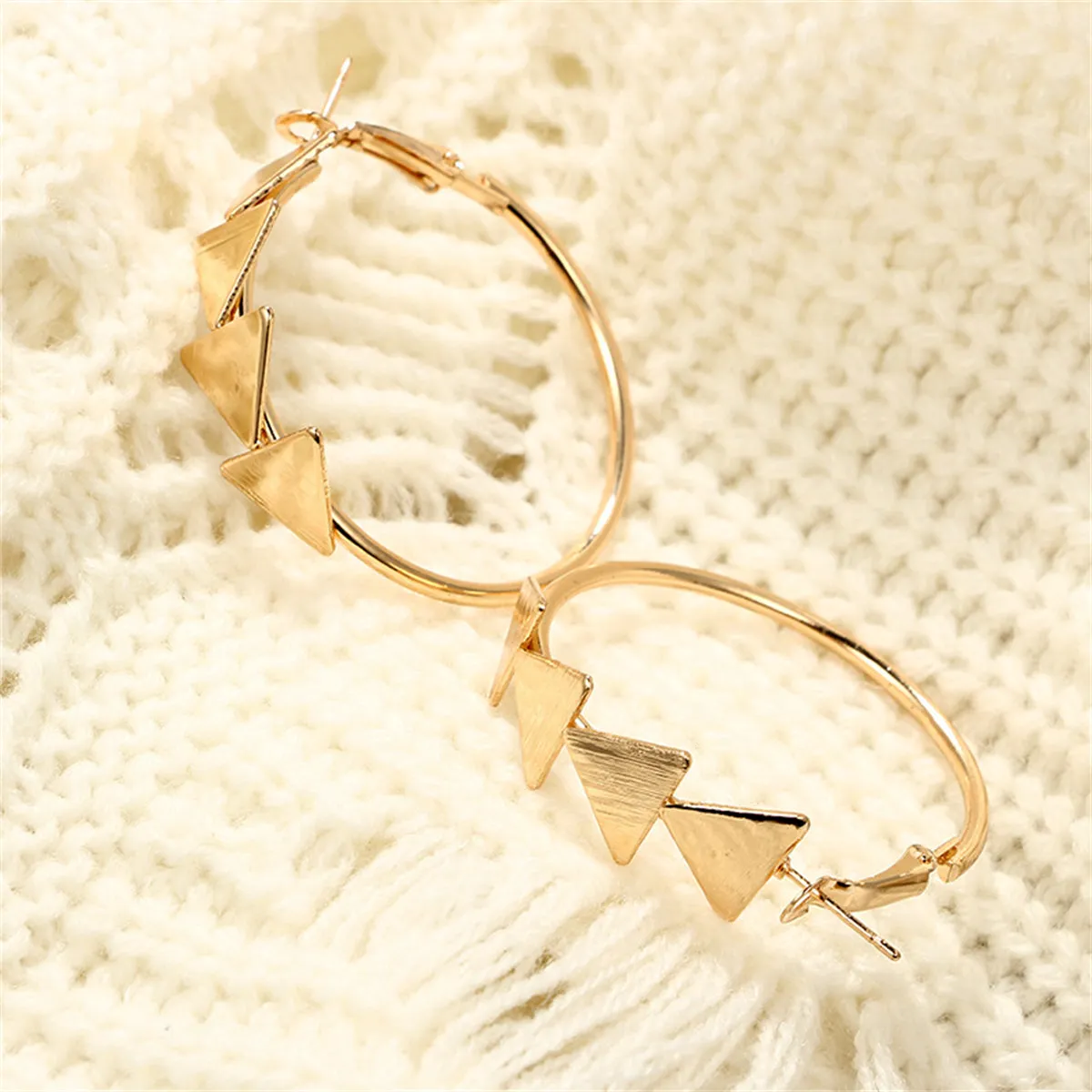 18K Gold-Plated Triangle Quartet Hoop Earrings
