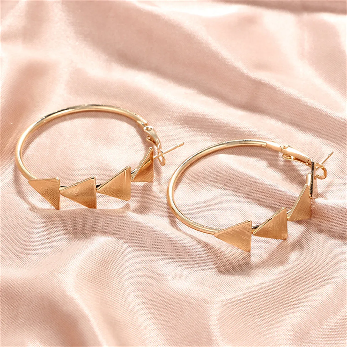 18K Gold-Plated Triangle Quartet Hoop Earrings