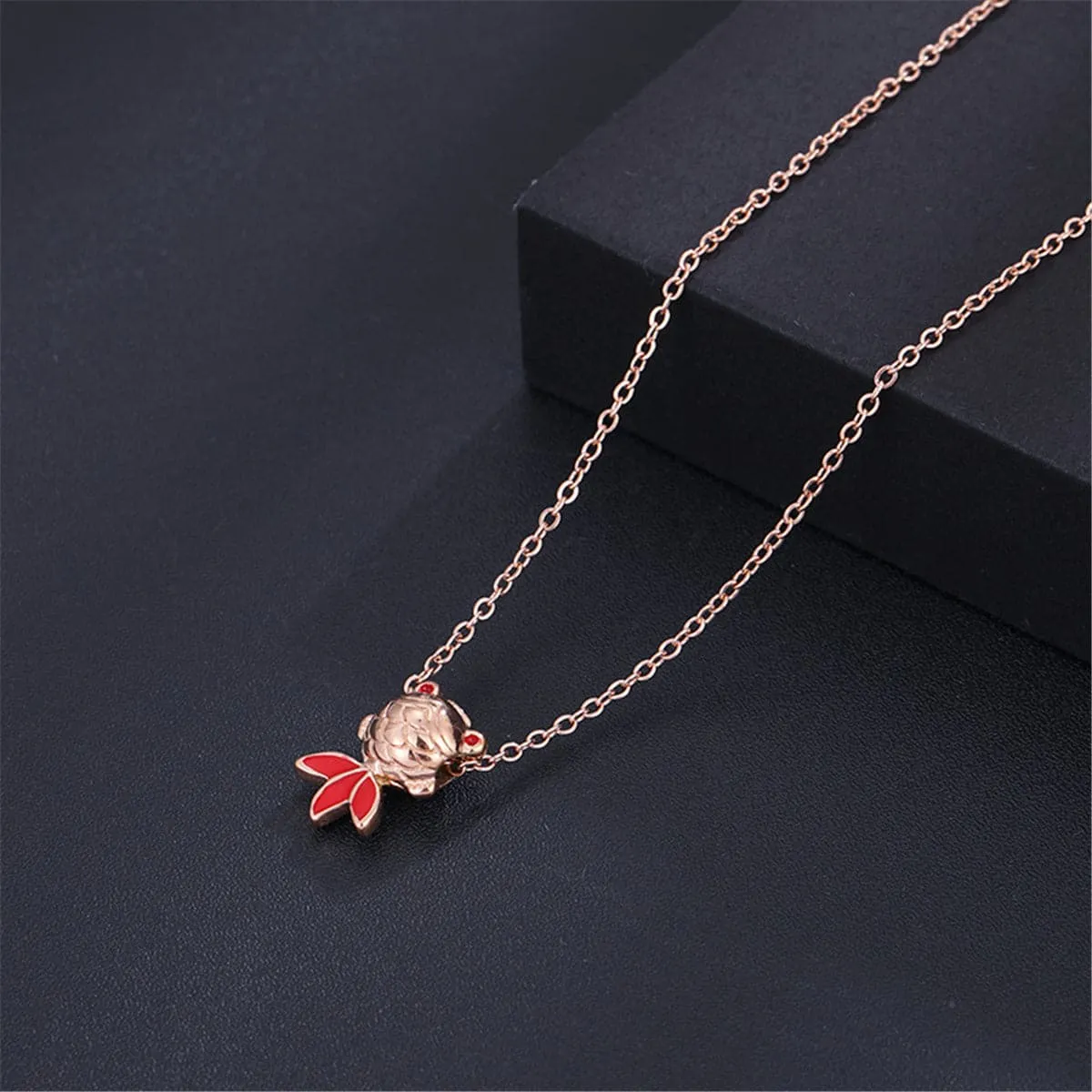 18K Rose Gold-Plated Fish Pendant Necklace