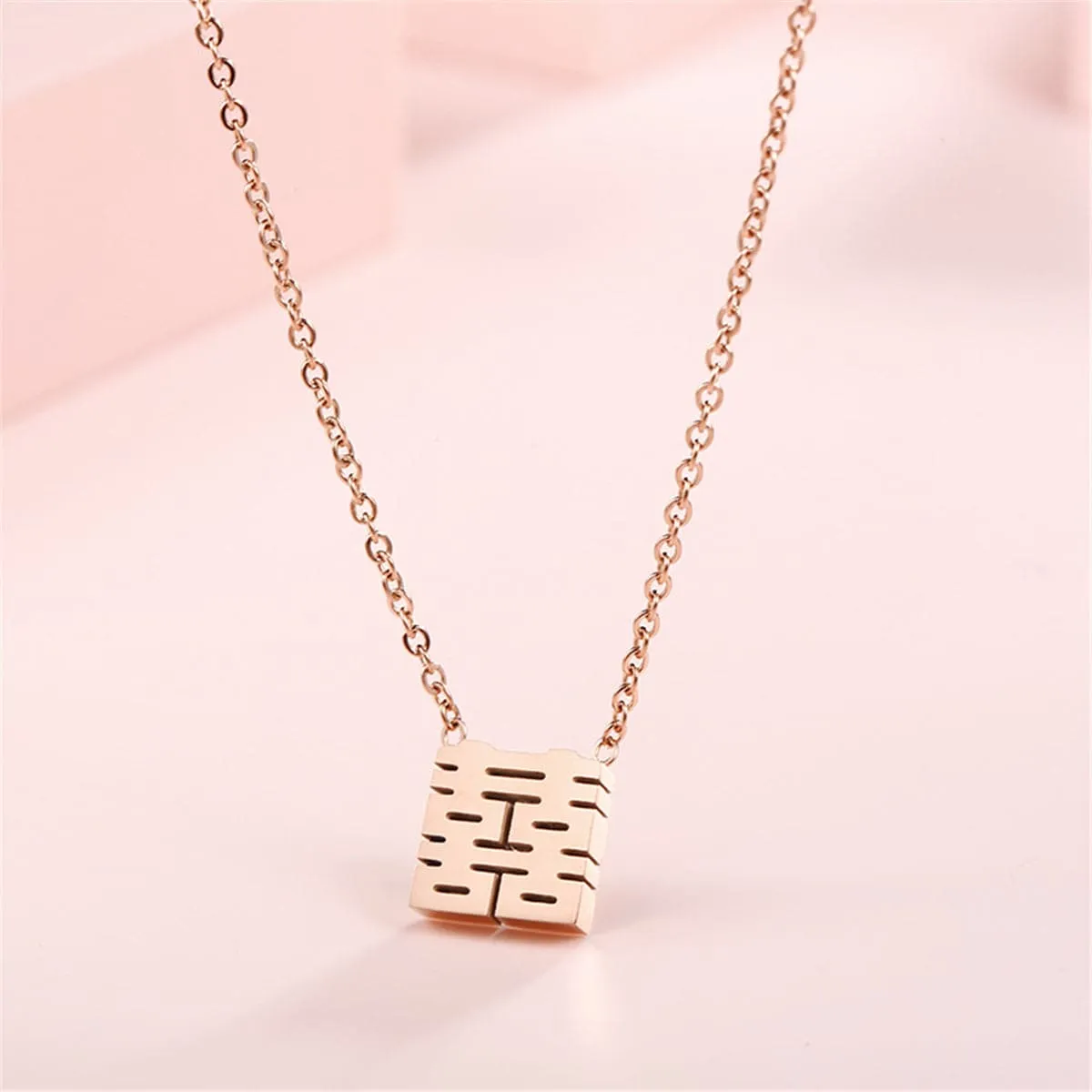18K Rose Gold-Plated Happiness Symbol Pendant Necklace