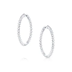 18kt White Gold 4.26ctw Diamond 1.5" Hoop Earrings