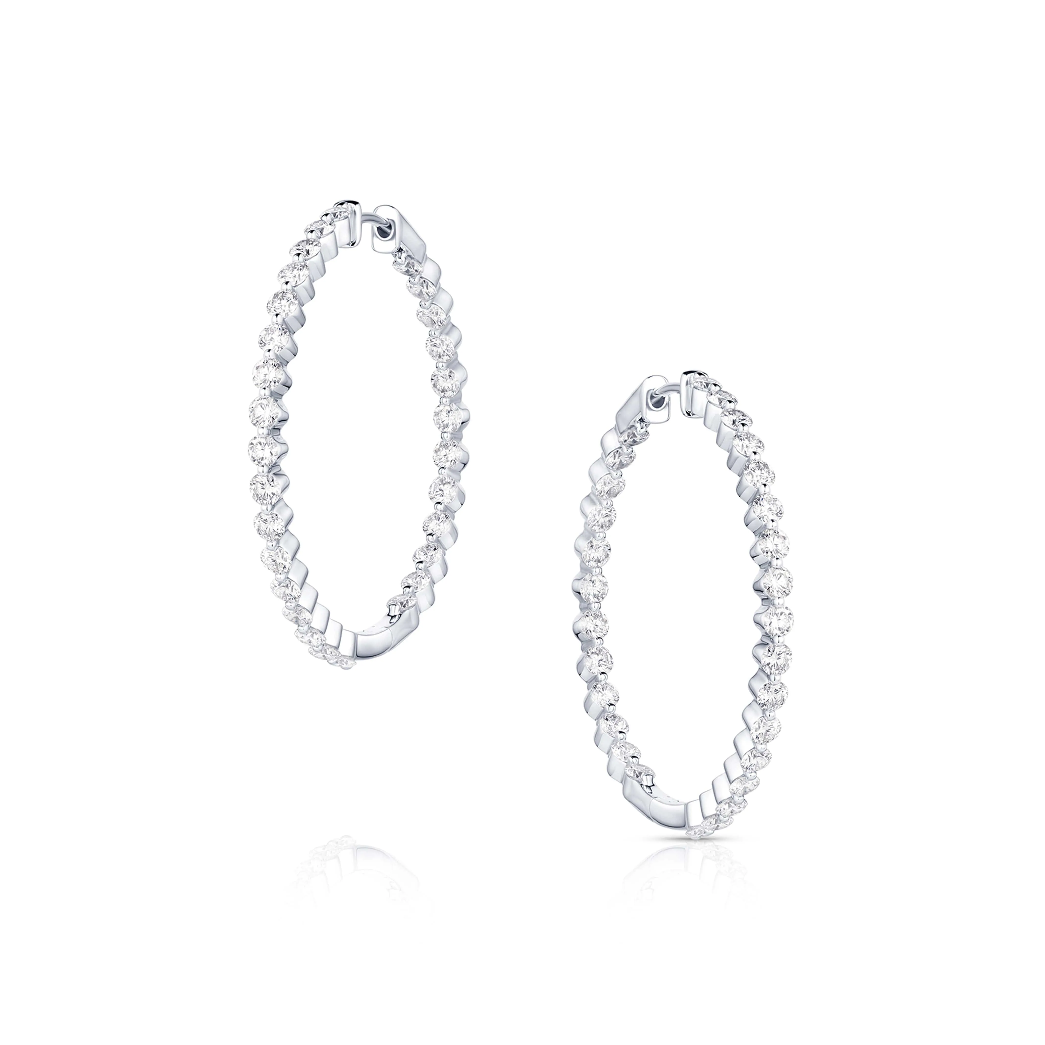 18kt White Gold 4.26ctw Diamond 1.5" Hoop Earrings