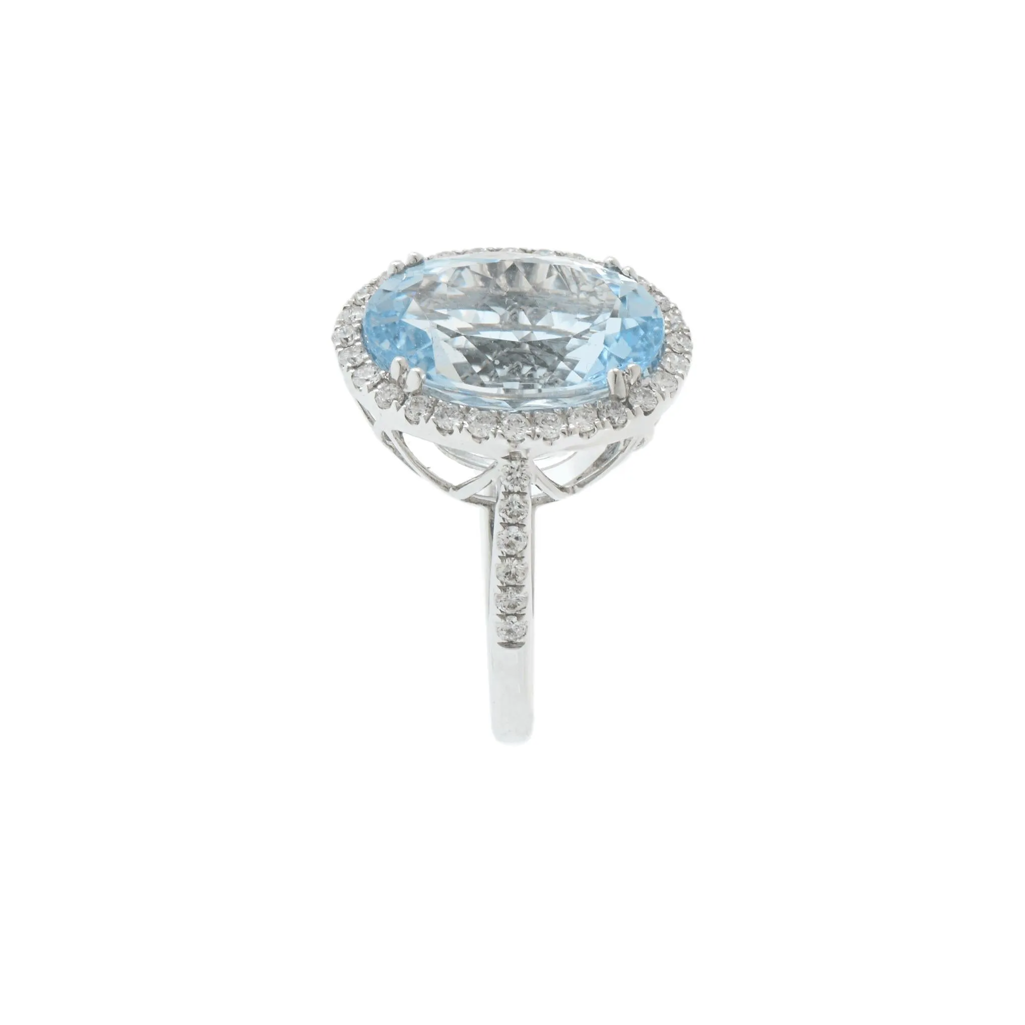 18KT White Gold Aquamarine and Diamond Cocktail Ring