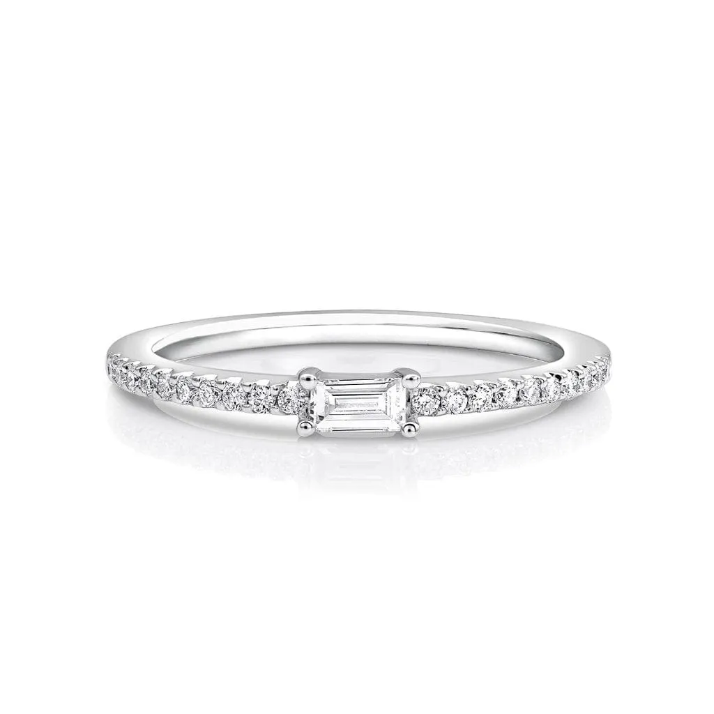 18kt White Gold Baguette Pavè Diamond Band