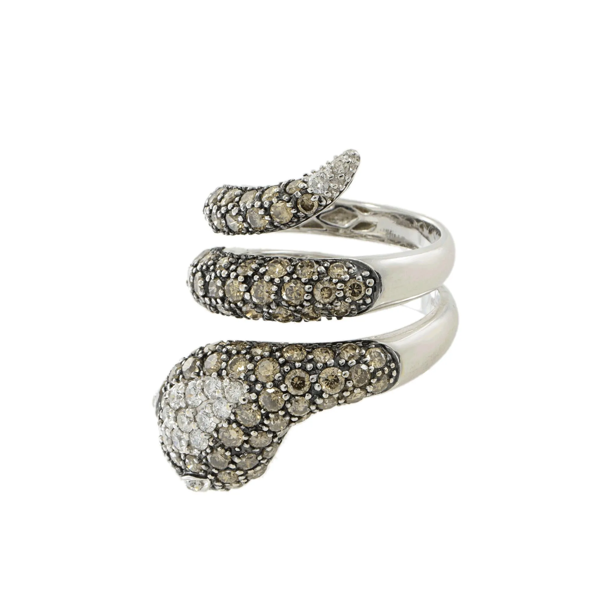 18KT White Gold Diamond Snake Ring