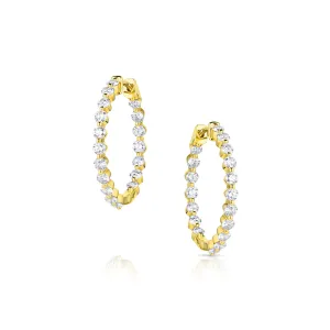18kt Yellow Gold 2.57ctw Diamond 1" Hoop Earrings