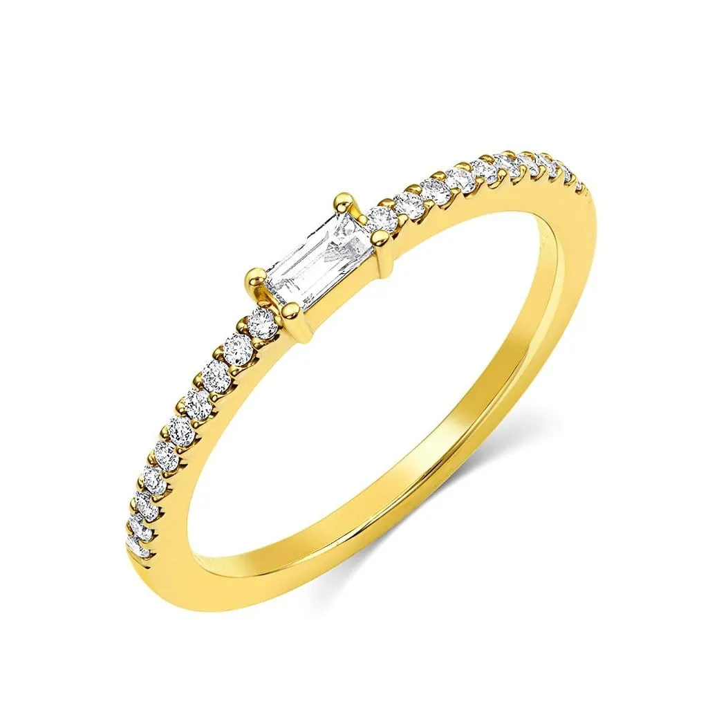 18kt Yellow Gold Baguette Pavè Diamond Band