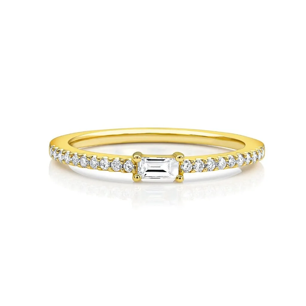 18kt Yellow Gold Baguette Pavè Diamond Band