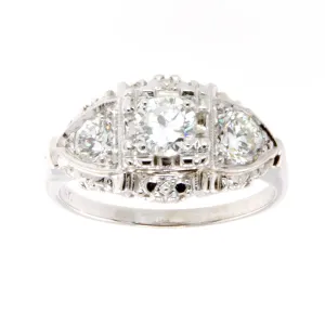 1950s 1ct 3 Stone Diamond Engagement Ring