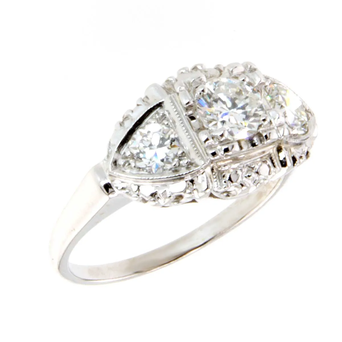 1950s 1ct 3 Stone Diamond Engagement Ring