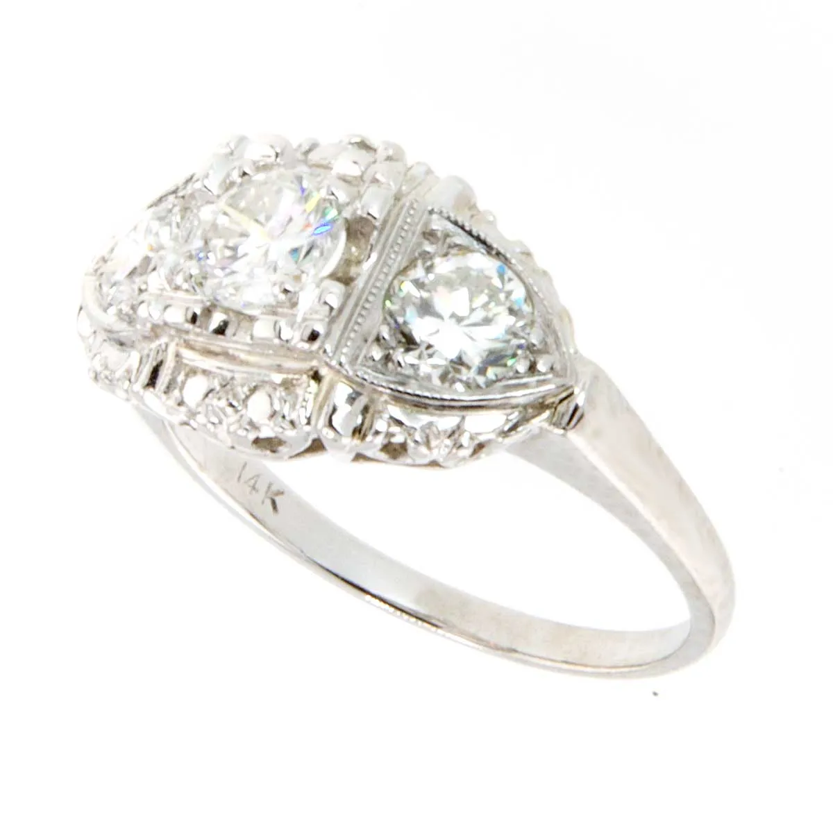1950s 1ct 3 Stone Diamond Engagement Ring