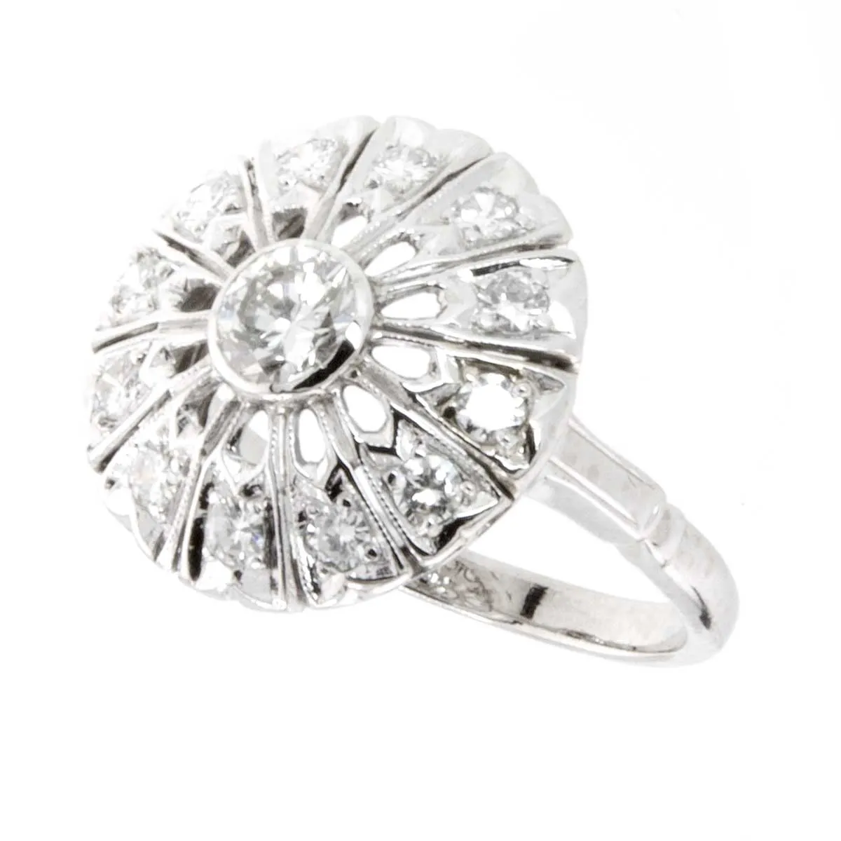 1950s Diamond Circle Cocktail Ring