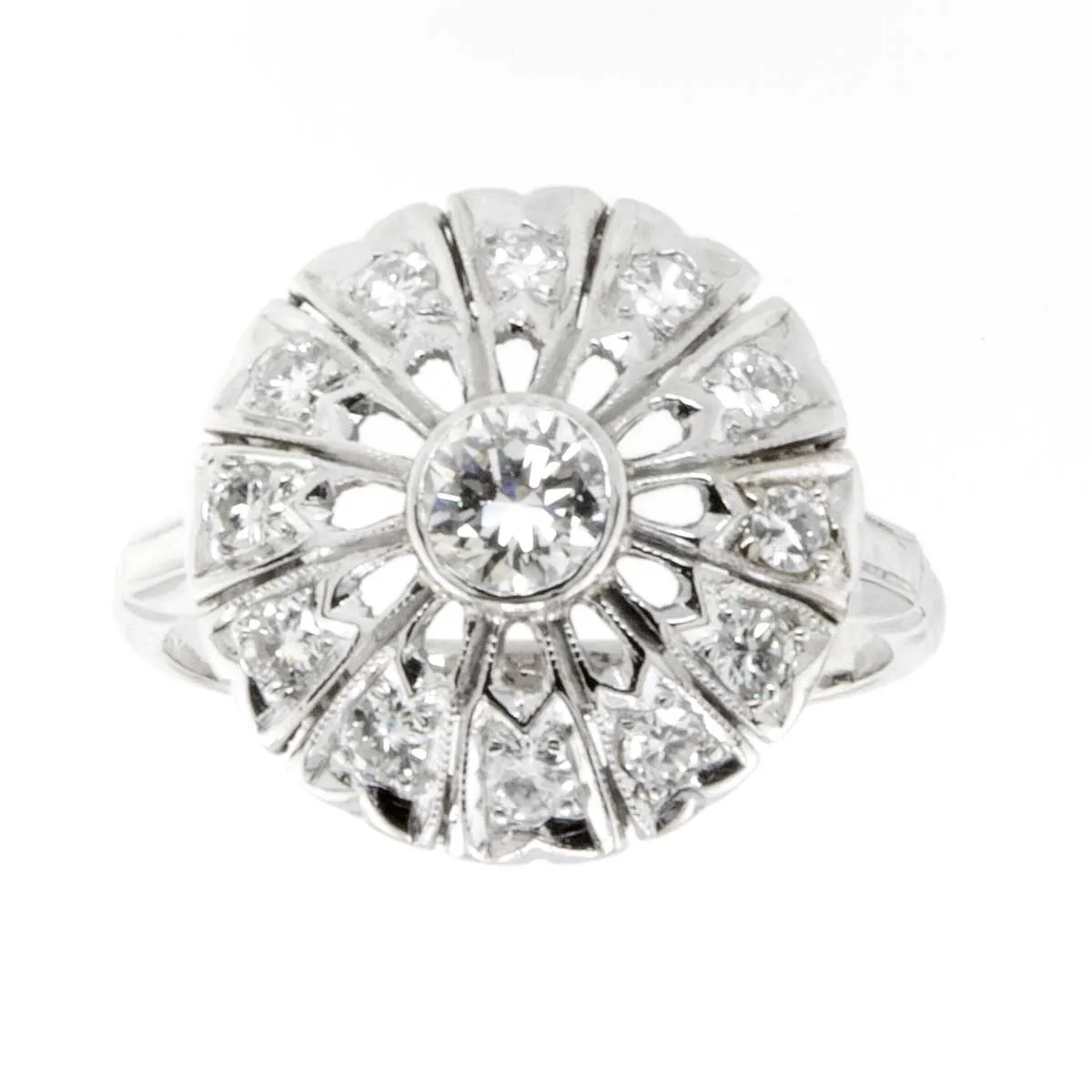 1950s Diamond Circle Cocktail Ring
