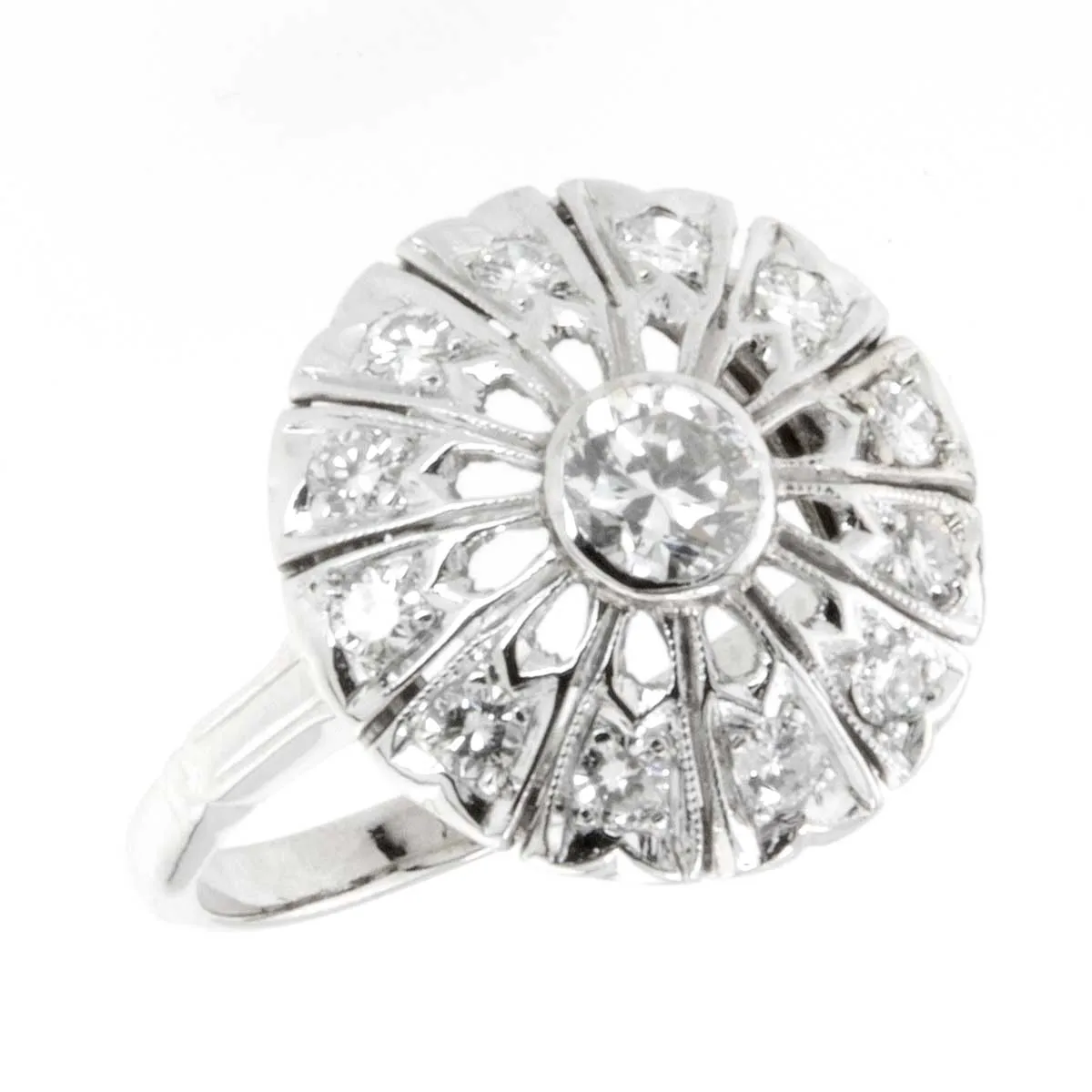 1950s Diamond Circle Cocktail Ring