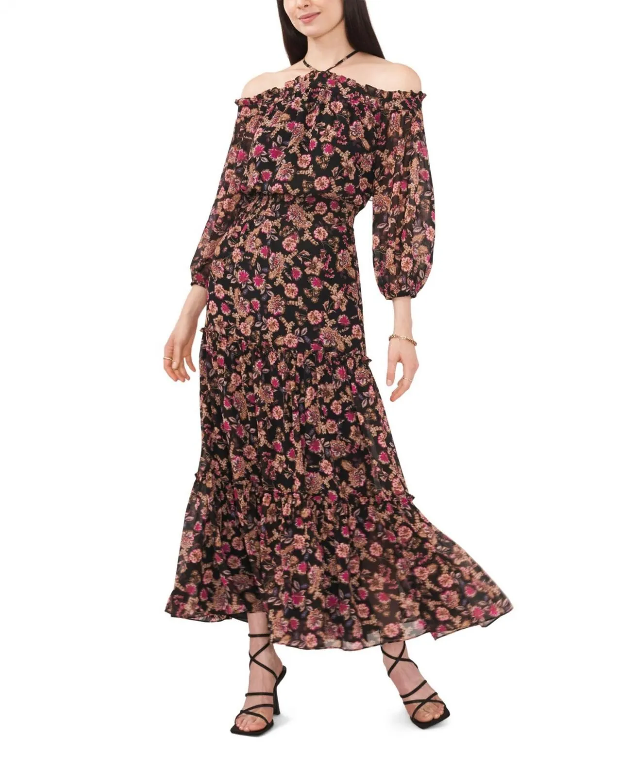 1.state Women's Smocked Waist Halter Maxi Dress 8122994