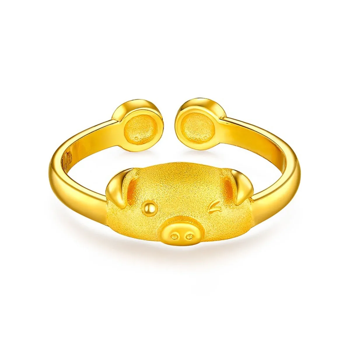 24K Gold-Plated Pig Open Ring