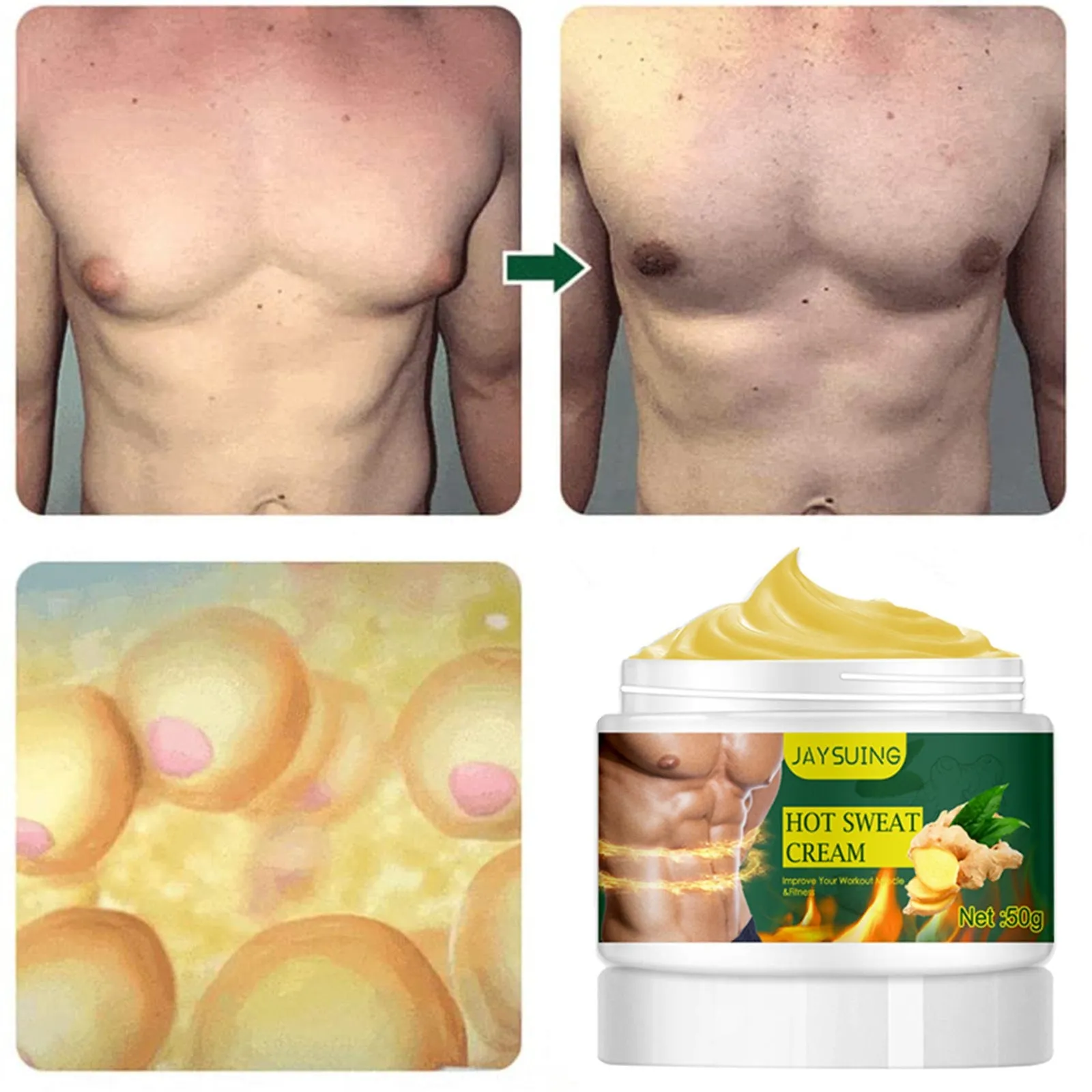 2PC Firming Ginger Cream Abdominal Men & Women's Fitness Shaping