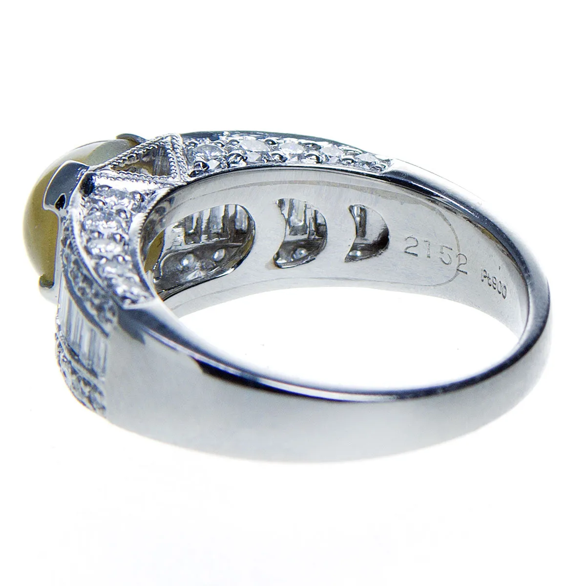 3.19ct Chrysoberyl Cat's Eye & Diamond Platinum Ring